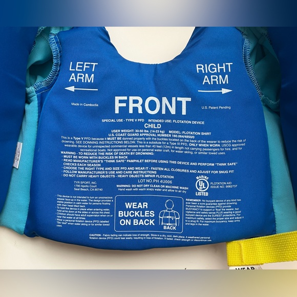 TYR flotation device 30-50 pounds (1) - Picture 2 of 3